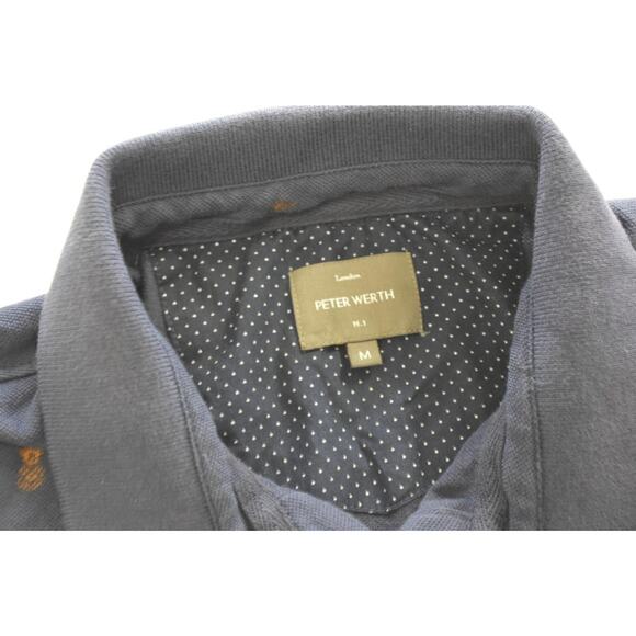 Peter Werth London Golf Polo Pineapples Blue Short Sleeve Mens Medium - Picture 7 of 8